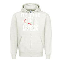 Oatmeal Heather Empty gas gauge it’s fine i know my car low fuel joke Zipper Hoodie - linhVisuals