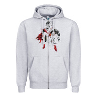 Heather Grey eldenring Zipper Hoodie - linhVisuals