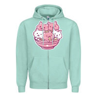 Seafoam kawaii cat ramen   cute gift Zipper Hoodie - linhVisuals