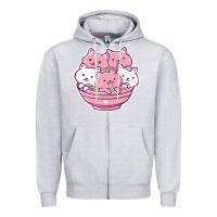 Heather Grey kawaii cat ramen   cute gift Zipper Hoodie - linhVisuals