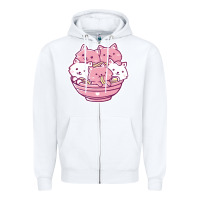 White kawaii cat ramen   cute gift Zipper Hoodie - linhVisuals
