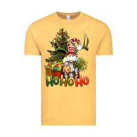 Vintage Mustard Ho Ho Ho Christmas Gnome Vintage Tee - BundleAndBundleShop