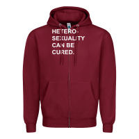 Burgundy newheterosexuality can be cured Zipper Hoodie - linhVisuals