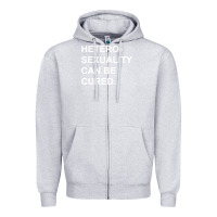 Heather Grey newheterosexuality can be cured Zipper Hoodie - linhVisuals