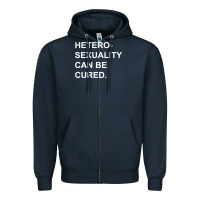 Navy newheterosexuality can be cured Zipper Hoodie - linhVisuals