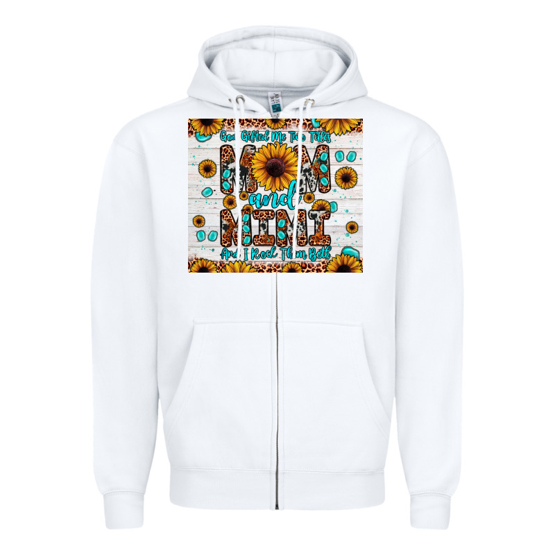 God Gifted Me Two Titles Mom And Mimi And I Rock Them Both Zipper Hoodie by JahusDesignShop | Teevron