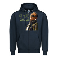 Navy Charlie Wilson Zipper Hoodie - linhVisuals