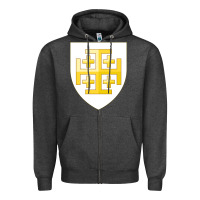 Charcoal Heather arms of the kingdom of jerusalem Zipper Hoodie - linhVisuals