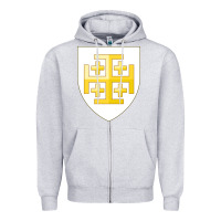 Heather Grey arms of the kingdom of jerusalem Zipper Hoodie - linhVisuals