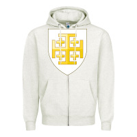 Oatmeal Heather arms of the kingdom of jerusalem Zipper Hoodie - linhVisuals
