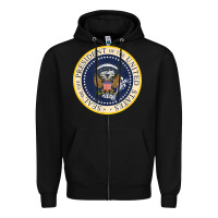 Black fake presidential seal Zipper Hoodie - linhVisuals
