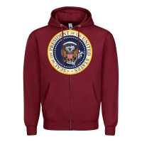 Burgundy fake presidential seal Zipper Hoodie - linhVisuals