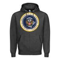 Charcoal Heather fake presidential seal Zipper Hoodie - linhVisuals