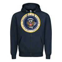 Navy fake presidential seal Zipper Hoodie - linhVisuals