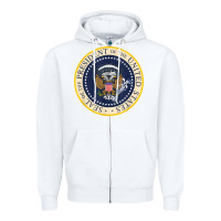 White fake presidential seal Zipper Hoodie - linhVisuals