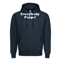 Navy everybody poops Zipper Hoodie - linhVisuals