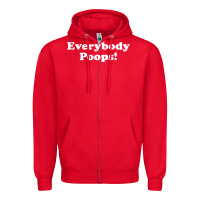 Red everybody poops Zipper Hoodie - linhVisuals