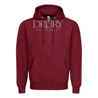 Burgundy Drury University Zipper Hoodie - linhVisuals