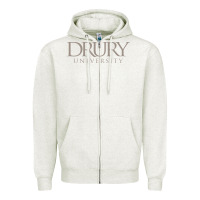Oatmeal Heather Drury University Zipper Hoodie - linhVisuals