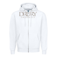 White Drury University Zipper Hoodie - linhVisuals
