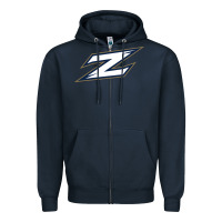 Navy akron zips Zipper Hoodie - linhVisuals