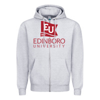 Heather Grey Edinboro University Zipper Hoodie - linhVisuals