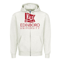 Oatmeal Heather Edinboro University Zipper Hoodie - linhVisuals