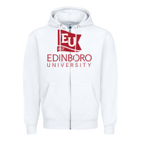 White Edinboro University Zipper Hoodie - linhVisuals