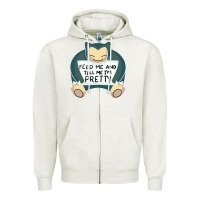 Oatmeal Heather feed me snrlx Zipper Hoodie - linhVisuals
