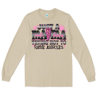 Mushroom Just a Mama Out Here Trying Not To Raise Assholes Long Sleeve Tee - CowhideDigitalArt