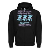 Black axolotl questions Zipper Hoodie - linhVisuals
