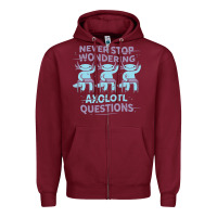 Burgundy axolotl questions Zipper Hoodie - linhVisuals