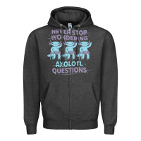 Charcoal Heather axolotl questions Zipper Hoodie - linhVisuals