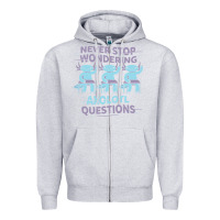 Heather Grey axolotl questions Zipper Hoodie - linhVisuals