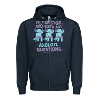 Navy axolotl questions Zipper Hoodie - linhVisuals