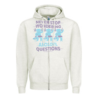 Oatmeal Heather axolotl questions Zipper Hoodie - linhVisuals