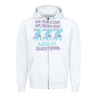 White axolotl questions Zipper Hoodie - linhVisuals