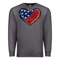 Charcoal Heather leopard with american flag Premium Sweatshirt - RanaPortraitStore