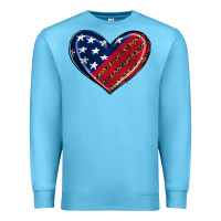 Ocean Blue leopard with american flag Premium Sweatshirt - RanaPortraitStore