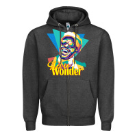 Charcoal Heather stevie wonder vintage Zipper Hoodie - linhVisuals