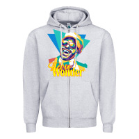 Heather Grey stevie wonder vintage Zipper Hoodie - linhVisuals