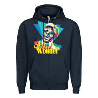 Navy stevie wonder vintage Zipper Hoodie - linhVisuals