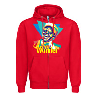 Red stevie wonder vintage Zipper Hoodie - linhVisuals