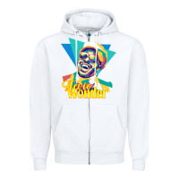 White stevie wonder vintage Zipper Hoodie - linhVisuals