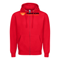 Red suitable-yoshinoya-worn Zipper Hoodie - linhVisuals