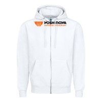 White suitable-yoshinoya-worn Zipper Hoodie - linhVisuals