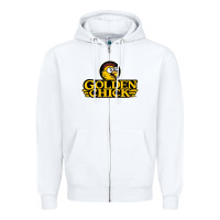White suitable-golden-chick-worn Zipper Hoodie - linhVisuals
