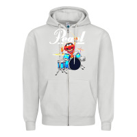 Dove Grey the muppet show animal playing pearl drums Zipper Hoodie - linhVisuals