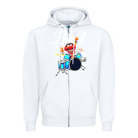White the muppet show animal playing pearl drums Zipper Hoodie - linhVisuals