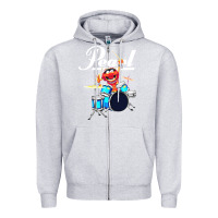 Heather Grey the muppet show animal playing pearl drums Zipper Hoodie - linhVisuals